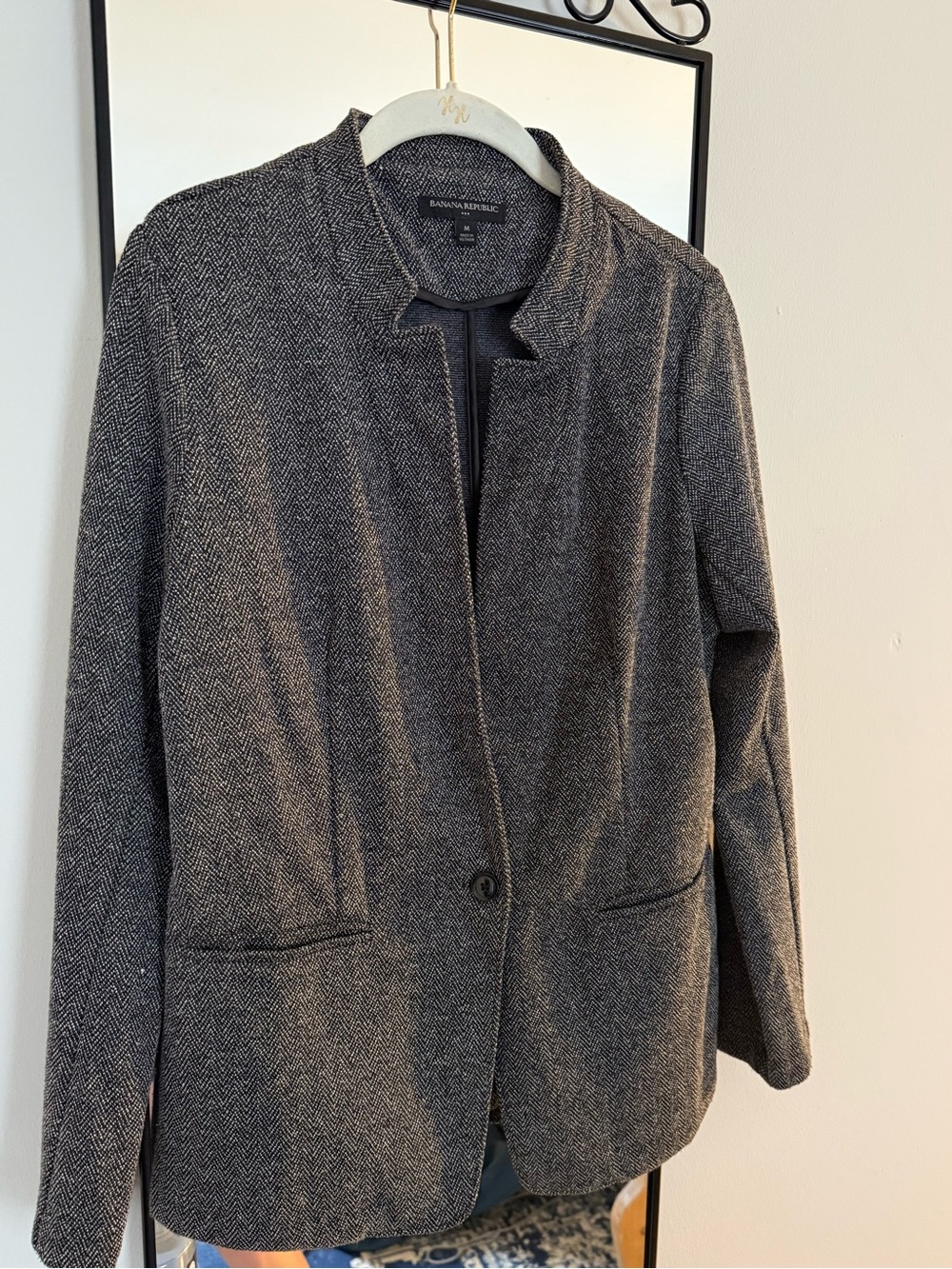 Banana Republic Women's Charcoal Herringbone Blazer